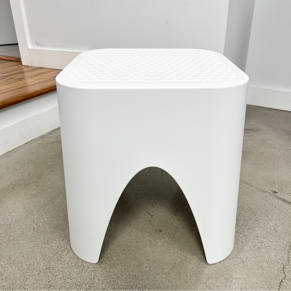 LAGOON White Mallorca Rattan Side Coffee Table Stool Patio Outdoor Indoor 7033A